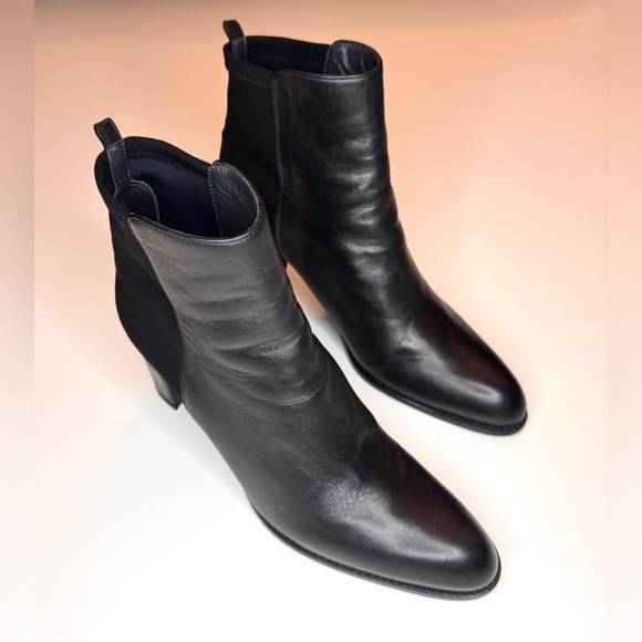 Stuart Weitzman Women’s Harper 80 Black Leather Booties Size- 10 - Picture 3 of 10